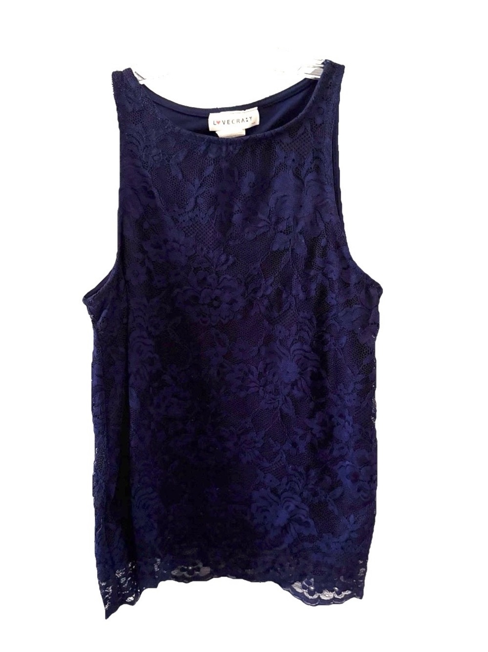 Lovecrazy Women’s M Lace Tank Blouse Y2K Millennial Blue Preppy Dressy Top